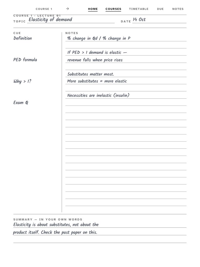 Student System — lecture page